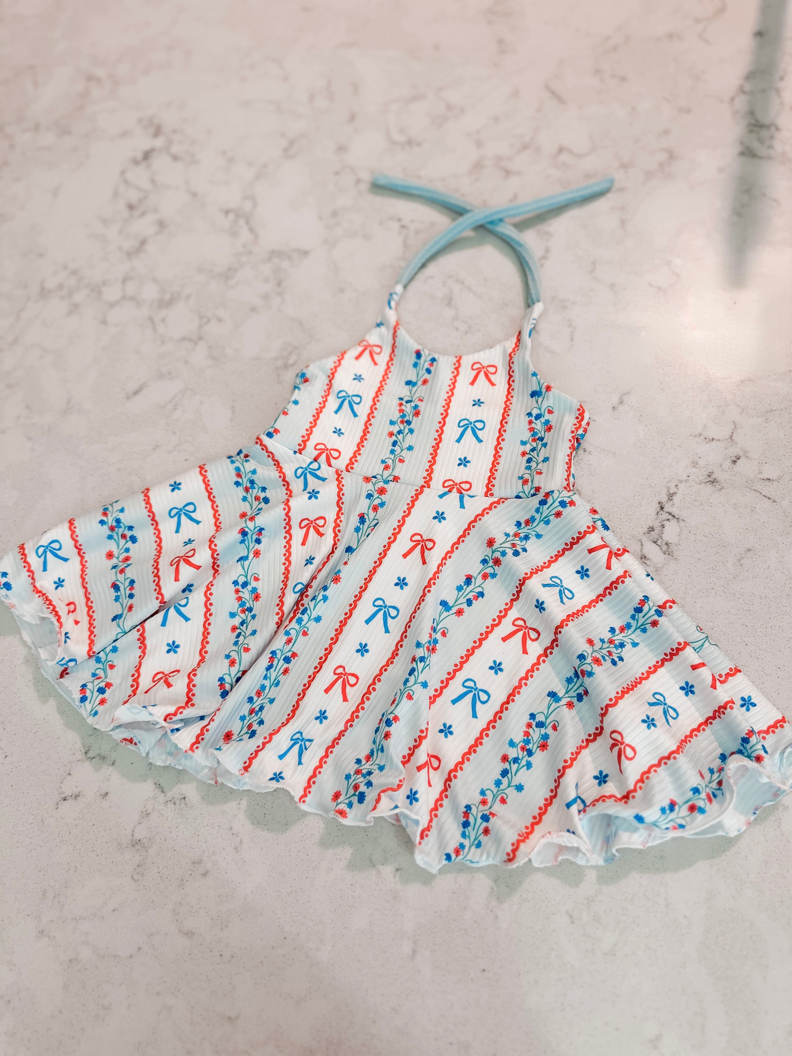 Brielle Halter Dress- Red White and Bloom Collection