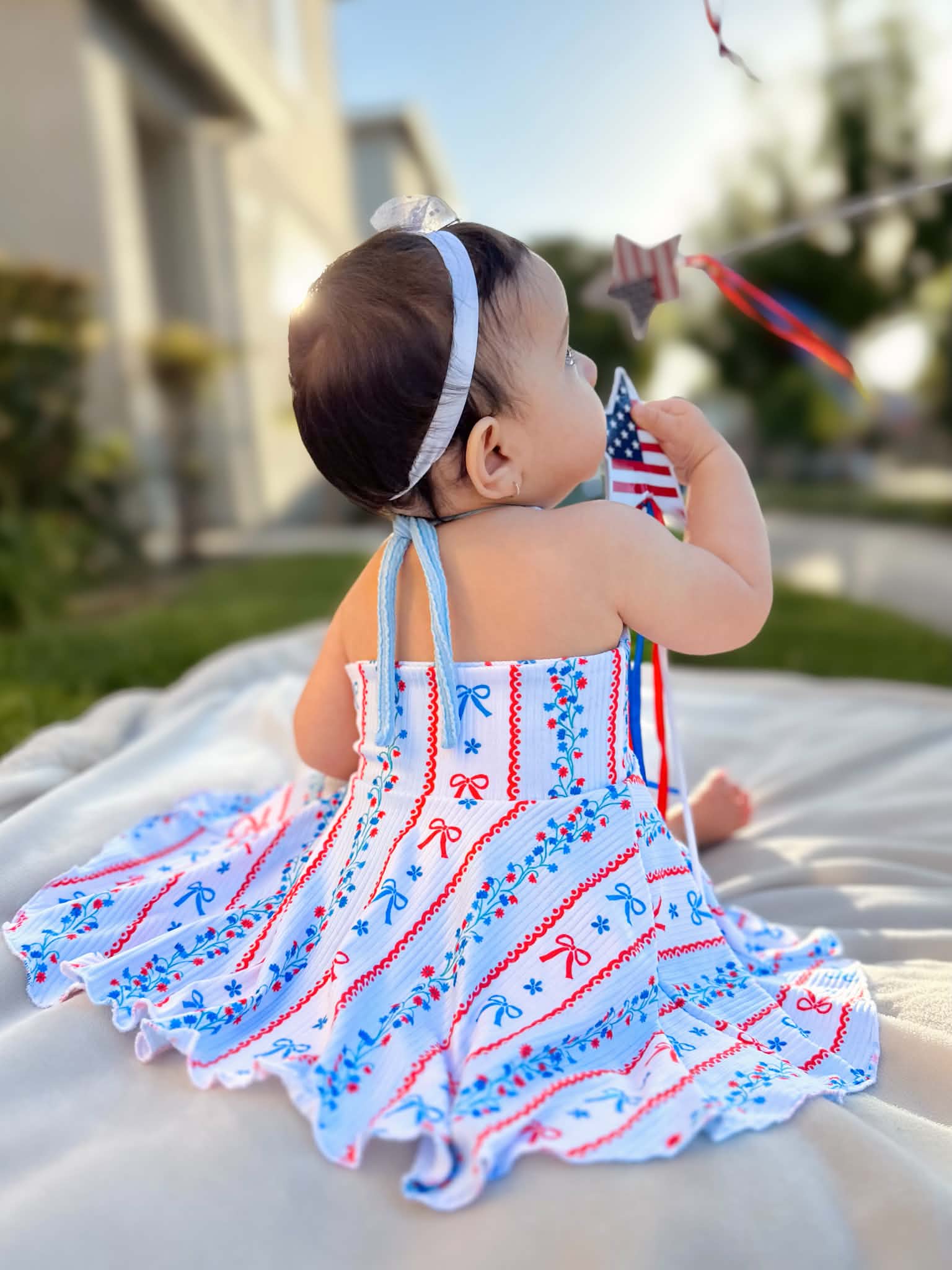 Brielle Halter Dress- Red White and Bloom Collection
